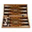 Joc de table lemn lacuit 50x50 cm, culoare olive, cu 30 piese si zaruri