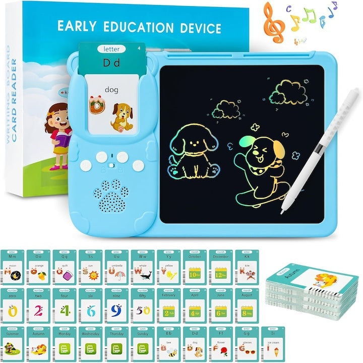 Joc educativ cu tableta pentru copii, invatare engleza, asociere 224 cuvinte cu imagini, albastru
