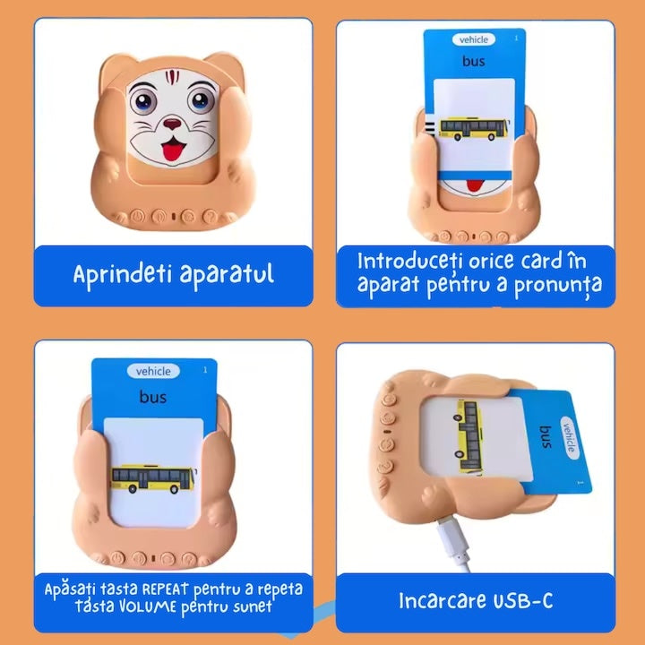 Joc educativ, interactiv, masina de invatare cu cititor de carduri, 224 Cuvinte