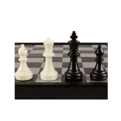 Joc FOXMAG24, 3 in 1, table, dame, sah, magnetic, dimensiune 24 cm, alb/negru