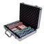 Joc poker cu 200 jetoane si servieta aluminiu, set complet pentru joc