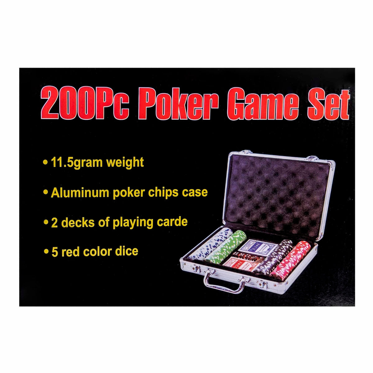 Joc poker cu 200 jetoane si servieta aluminiu, set complet pentru joc
