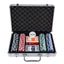 Joc poker cu 200 jetoane si servieta aluminiu, set complet pentru joc