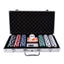 Joc poker cu 300 jetoane si servieta aluminiu, set complet cu carti si zaruri