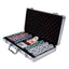 Joc poker cu 300 jetoane si servieta aluminiu, set complet cu carti si zaruri