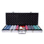 Joc poker cu 500 jetoane si servieta aluminiu, set complet pentru jocuri de carti