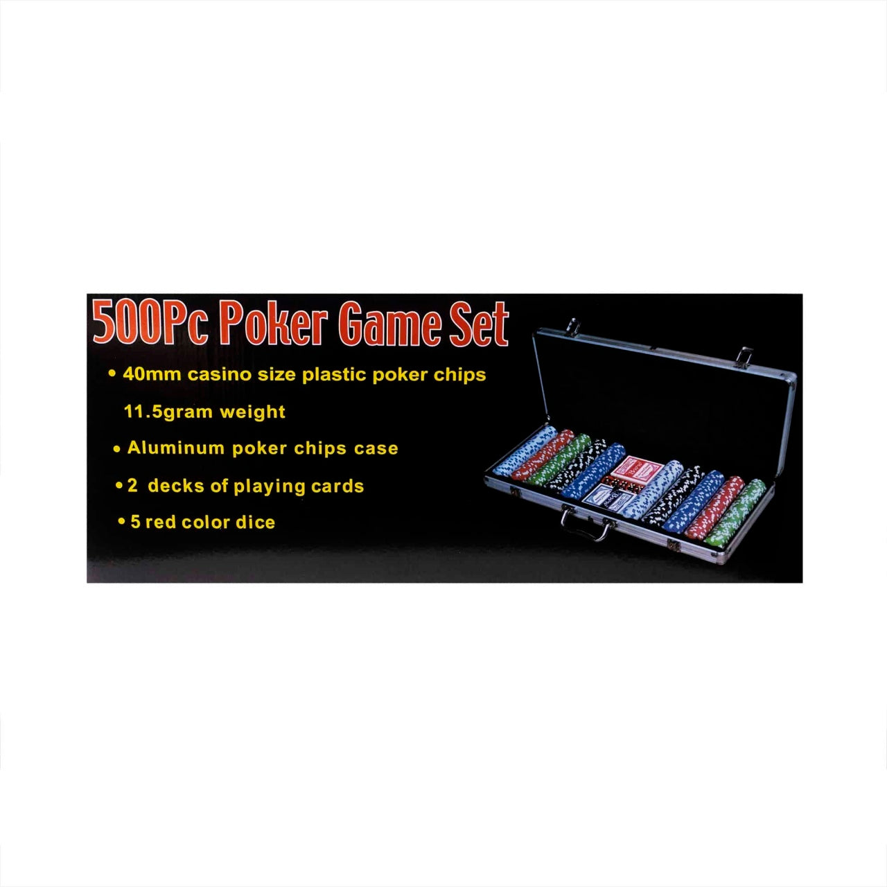 Joc poker cu 500 jetoane si servieta aluminiu, set complet pentru jocuri de carti