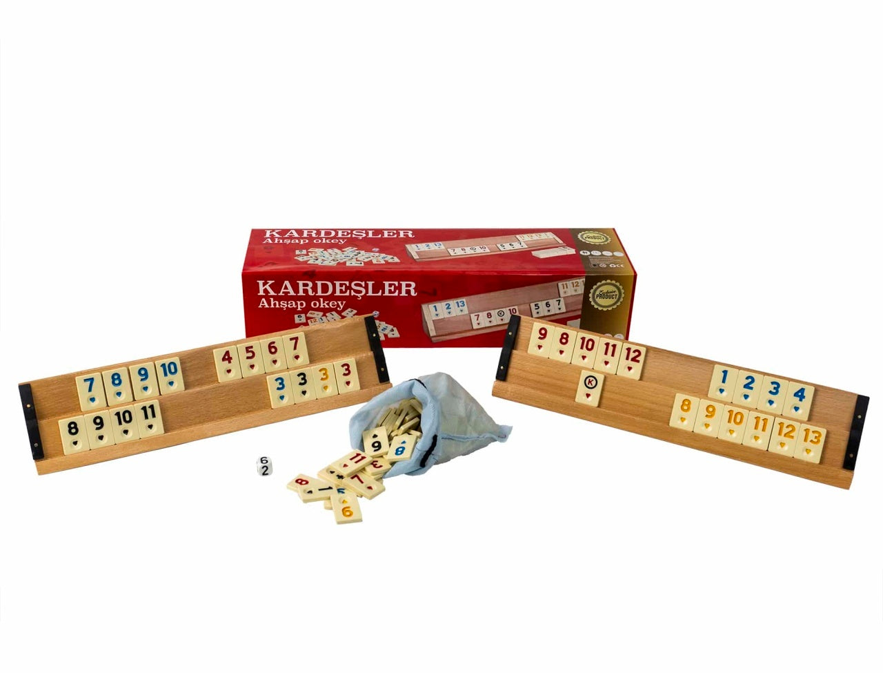 Joc remi din lemn masiv lacuit cu 106 piese si 4 table de joc