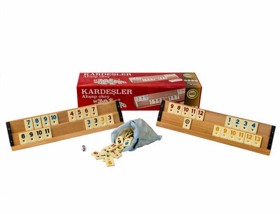 Joc remi din lemn masiv lacuit cu 106 piese si 4 table de joc