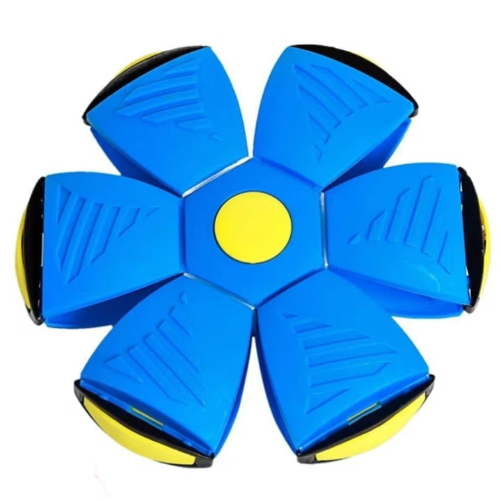 Jucarie 2 in 1, minge si disc, convertibila, 2 moduri de joaca, dimensiune 23 cm, albastru
