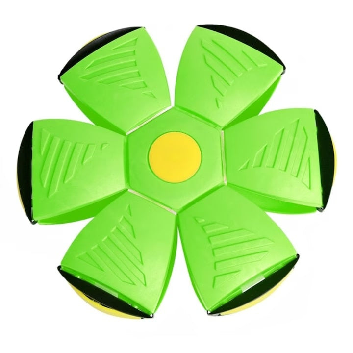 Jucarie 2 in 1, minge si disc, convertibila, 2 moduri de joaca, dimensiune 23 cm, verde