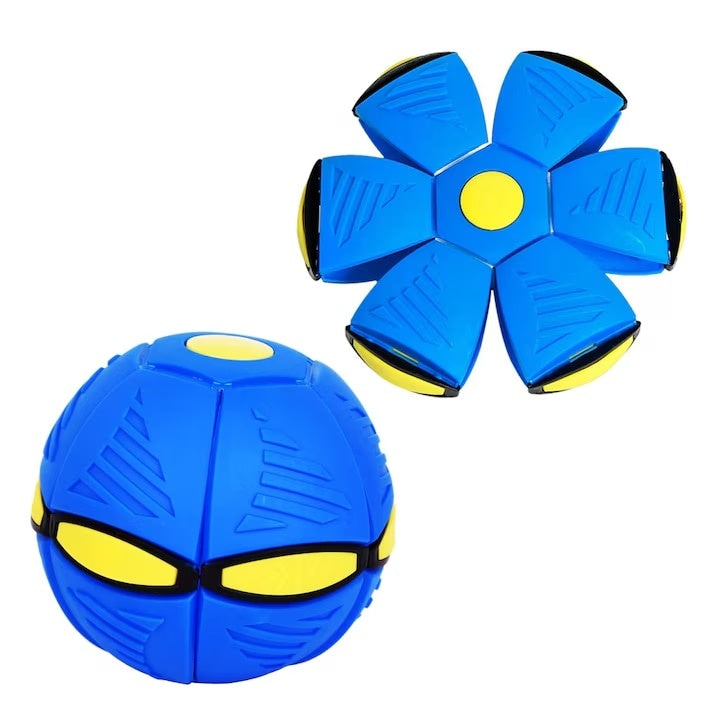 Jucarie 2 in 1, minge si disc, convertibila, 2 moduri de joaca, dimensiune 23 cm, albastru