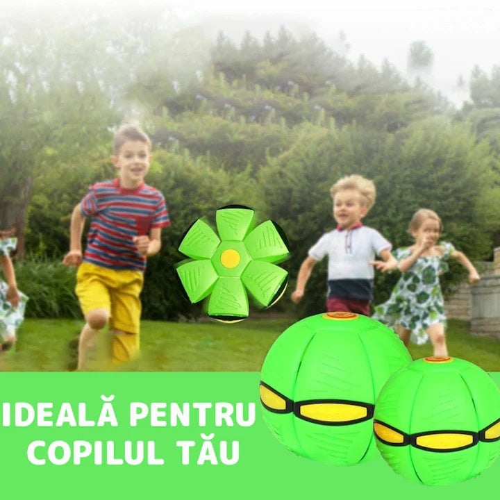 Jucarie 2 in 1, minge si disc, convertibila, 2 moduri de joaca, dimensiune 23 cm, verde