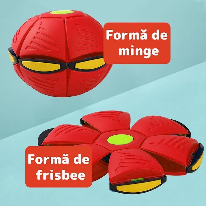 Jucarie 2 in 1, minge si disc, convertibila, 2 moduri de joaca, dimensiune 23 cm, rosu