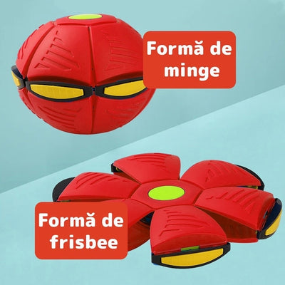 Jucarie 2 in 1, minge si disc, convertibila, 2 moduri de joaca, dimensiune 23 cm, rosu