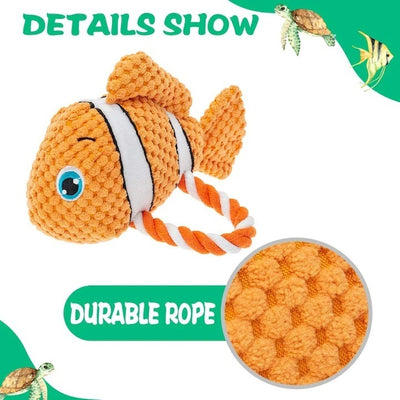 Jucarie de plus ecologica pentru caini, Pestele Nemo cu franghie din sisal, bumbac