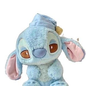 Jucarie din plus, mascota Stitch Albastru cu caciula, Personaj din Lilo&Stitch, 30 cm