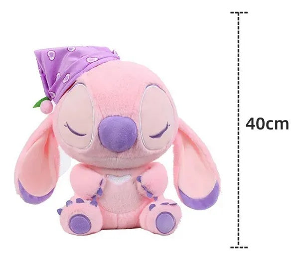 Jucarie din plus, mascota Stitch roz cu caciula, Personaj din Lilo&Stitch, 40 cm