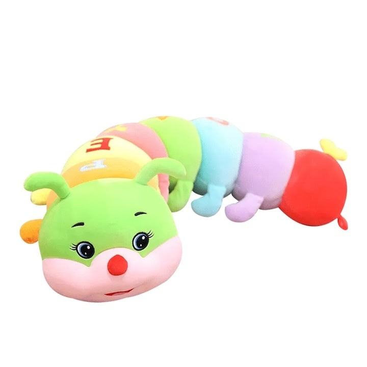 Jucarie din plus, omida cu inele, dimensiune 68cm, umplutura din vatelina, pentru toate varstele, multicolor