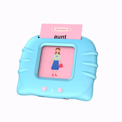 Jucarie educativa Montessori pentru copii, limba engleza, cititor de carduri flash, 224 de cuvinte, 112 carduri, incarcare MicroUSB
