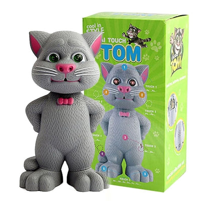 Jucarie FOXMAG24® Talking Tom interactiva, 20cm, motanul vorbitor cu povesti, repeta tot ce aude