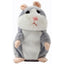 Jucarie interactiva de plus hamster vorbitor FOXMAG24®, redare sunete, imita vocea, gri, 15 cm