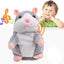 Jucarie interactiva de plus hamster vorbitor FOXMAG24®, redare sunete, imita vocea, gri, 15 cm