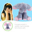 Jucarie interactiva elefant, FOXMAG24, peek a boo, canta si vorbeste, 30x15 cm, gri/roz