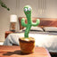 Jucarie interactiva FOXMAG24, Cactus Vorbitor, Danseaza, Imita, Canta, Educativ, 32 cm, cu USB, palarie galbena, verde