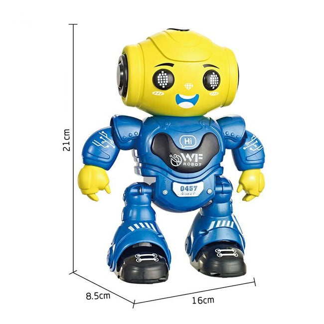 Jucarie interactiva robot inteligent cu telecomanda, functii multiple, lumini LED, melodii si dansuri, 22 cm x 16 cm x 9 cm, albastru