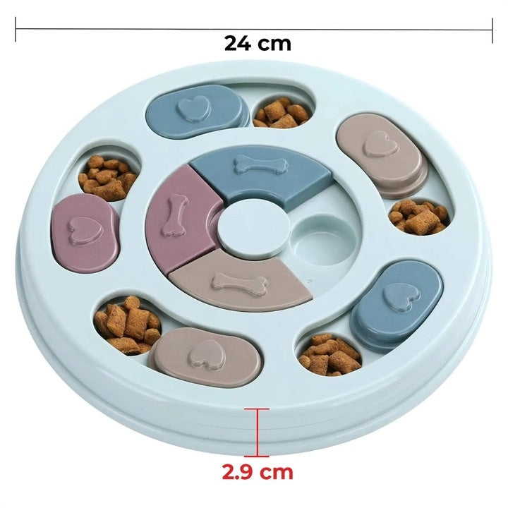 Jucărie interactivă tip puzzle, hranire lentă, 14 compartimente ascunse, 24 cm