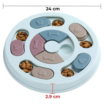 Jucărie interactivă tip puzzle, hranire lentă, 14 compartimente ascunse, 24 cm