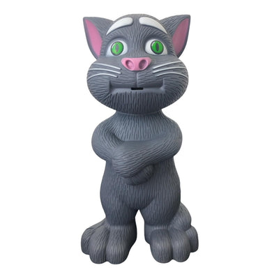 Jucarie Pisica Talking Tom, Interactiva, Functii Tactile, Inregistrare, Vorbire, Cantece, Povesti, Gri, 20cm