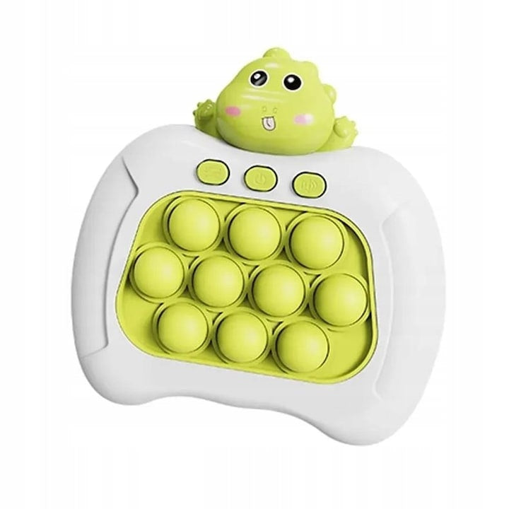 Jucarie sensoriala electronica Pop It, Dino, dimensiune 13 cm, din ABS, cu sunete si lumini, verde