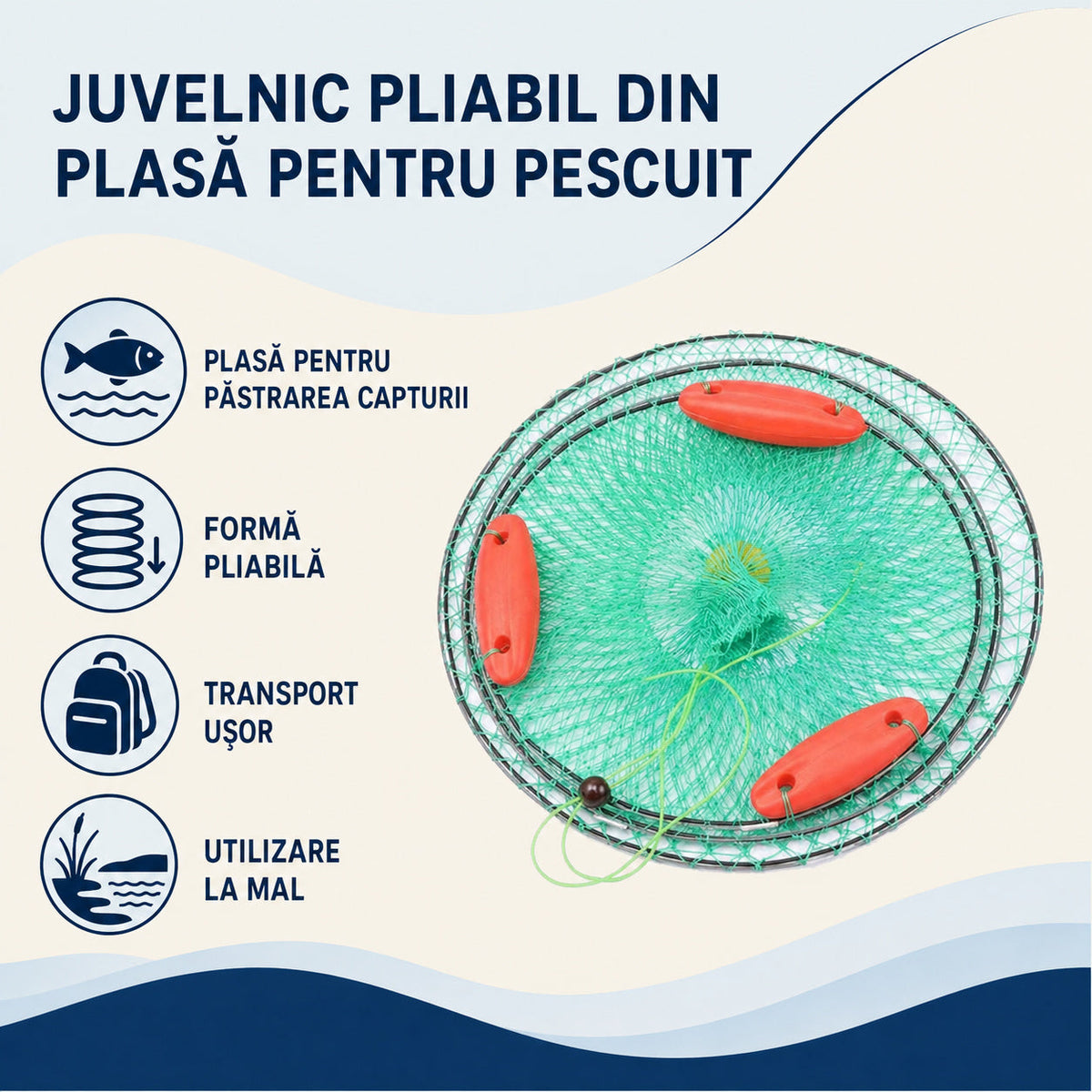 Juvelnic Pliabil din Plasă pentru Pescuit, Model 80101 – caracteristici și beneficii