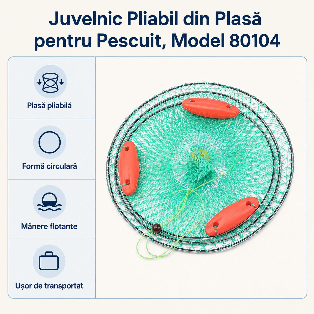 Juvelnic Pliabil din Plasă pentru Pescuit, Model 80104 – caracteristici