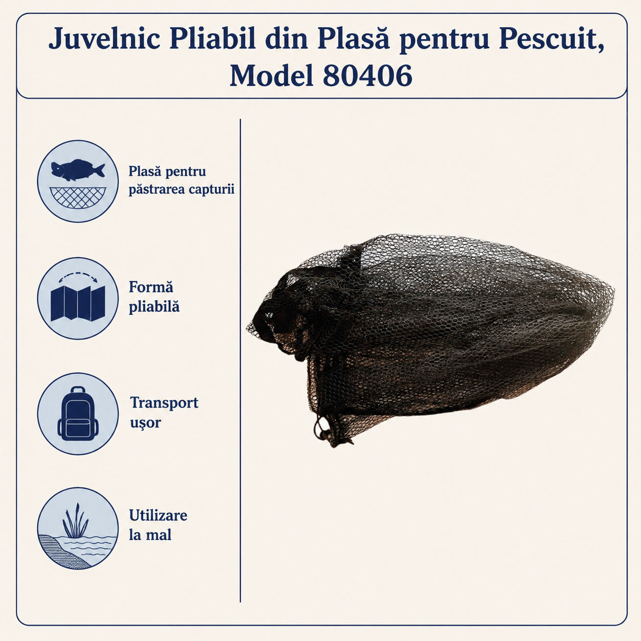 Juvelnic Pliabil din Plasă pentru Pescuit, Model 80406 – caracteristici