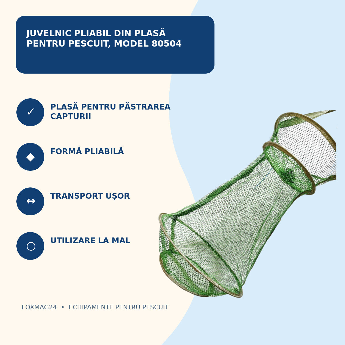 Juvelnic Pliabil din Plasă pentru Pescuit, Model 80504 – caracteristici