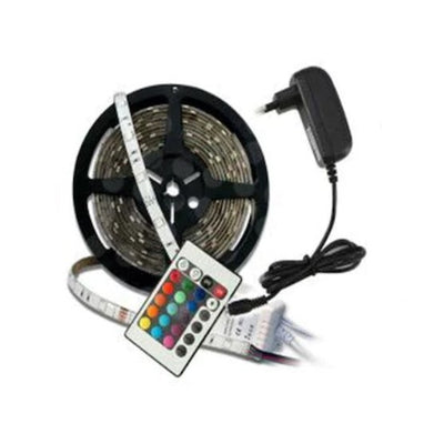 Kit Banda Flexibila LED FOXMAG24, Cu Telecomanda, adaptor si Sursa, Lungime 5 metri, Multicolor