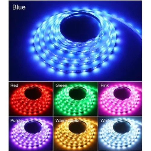 Kit Banda LED 5050 RGB FOXMAG24, Control Telefon prin Bluetooth, Exterior, 2x5m, Functie de Schimbare a Culorilor in Functie de Muzica, Lumina Multicolora, 10metri lungime, Instalare Usoara