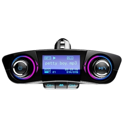 Kit de masina multifunctional, hands-free calling, bluetooth, transmitator FM, MP3, radio cu incarcator auto, dual USB, TF CARD, negru