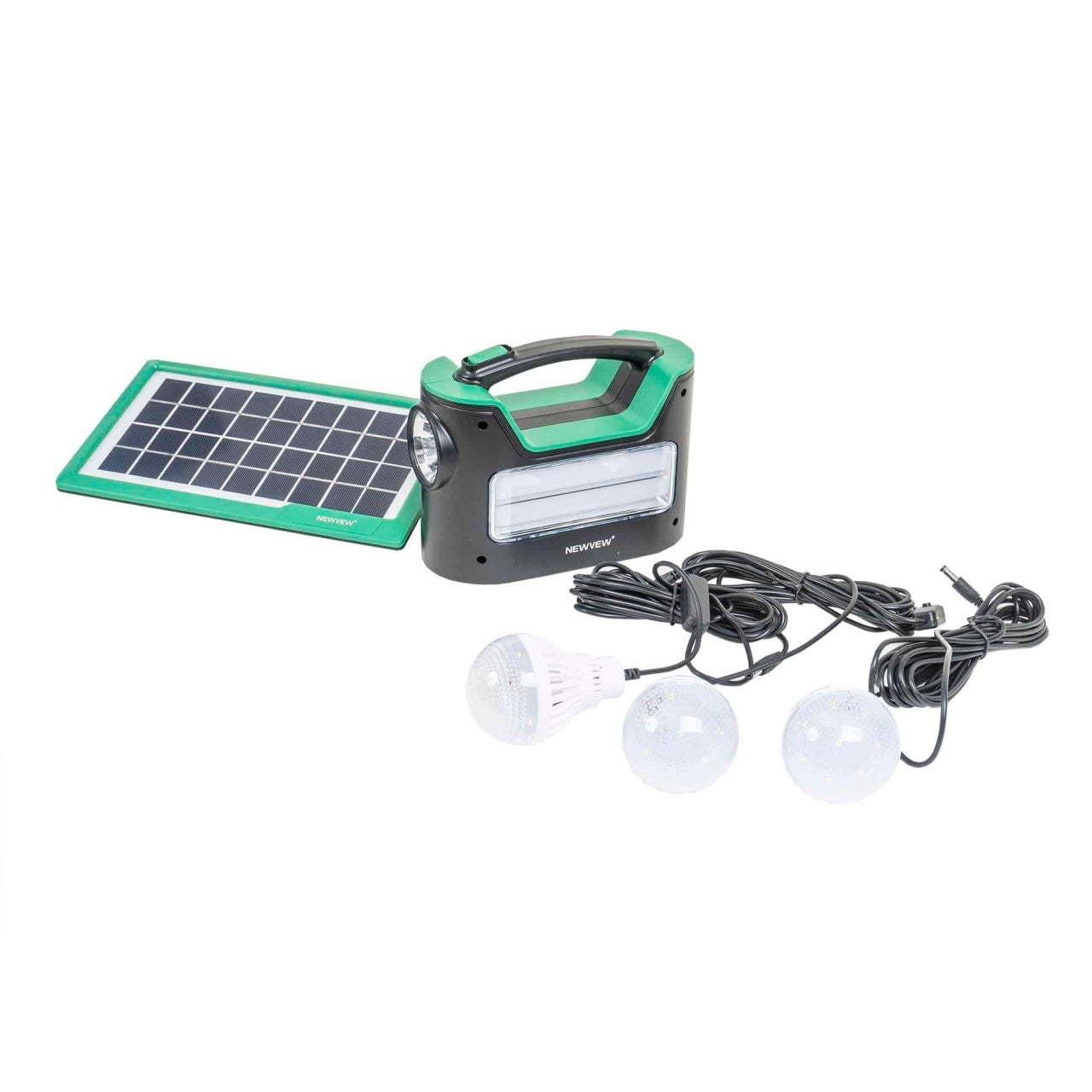 Kit lanterna cu panou solar si 3 becuri LED, baterie 3500mAh, USB 5V