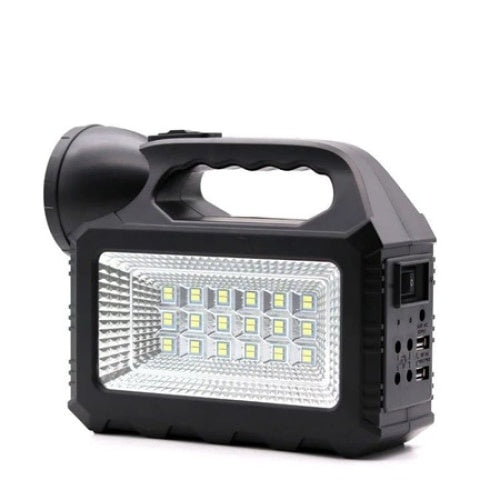 Kit solar cu lanterna LED multifunctionala, panou solar, 3 becuri, putere 3W, cu cablul USB universal, negru