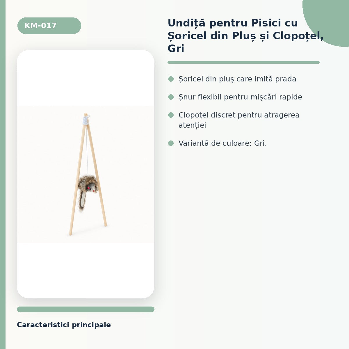 Undita pentru Pisici cu soricel din Plus si Clopotel, Gri – imagine 3