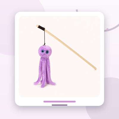 Undiță pentru Pisici cu Caracatiță din Pluș și Clopoțel, Mov – imagine 2