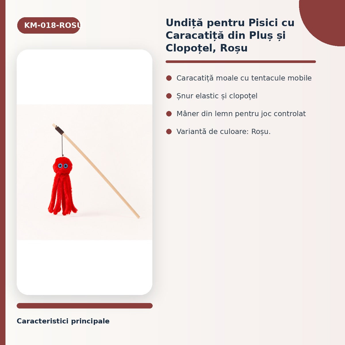 Undita pentru Pisici cu Caracatita din Plus si Clopotel, Rosu – imagine 3