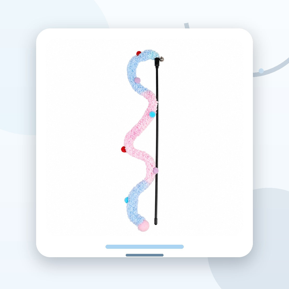 Undiță pentru Pisici cu Vierme Plușat și Pompoane, Roz / Bleu – imagine 2