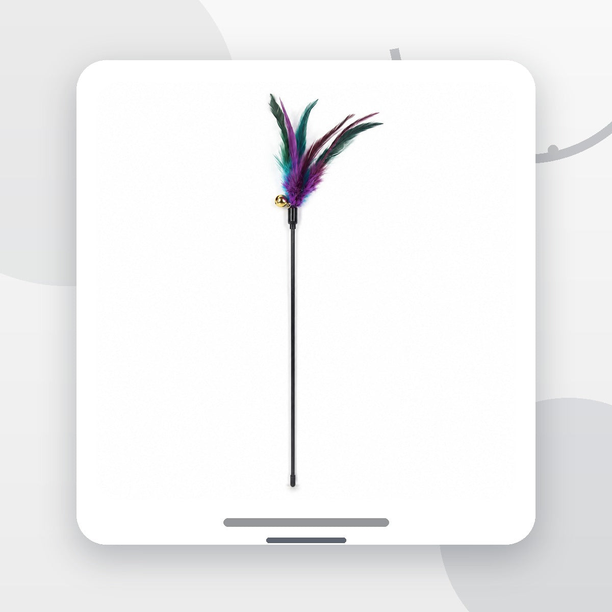 Undiță pentru Pisici cu Pene și Clopoțel, Tijă Neagră, Mov / Multicolor – imagine 2