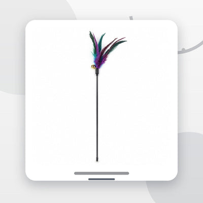 Undiță pentru Pisici cu Pene și Clopoțel, Tijă Neagră, Mov / Multicolor – imagine 2