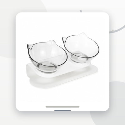 Set 2 Boluri Transparente Înălțate pentru Pisici și Câini Mici, Suport Înclinat 15°, 27,5x13,5 cm, Alb/Transparent – imagine 2